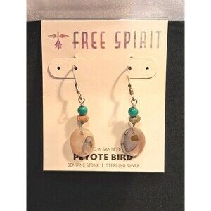NWT Peyote Bird Mother Of Pearl Shell Ovals 1.5" Drop Earrings Sterling Silver